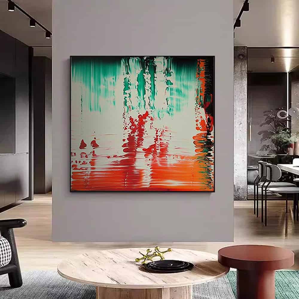 COLOR ABSTRACT ART "VERMILION REFLECTION"