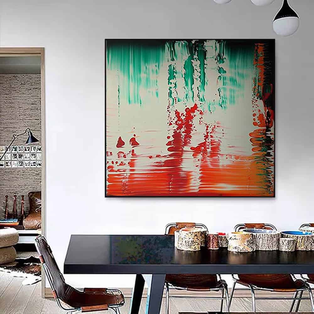 COLOR ABSTRACT ART "VERMILION REFLECTION"