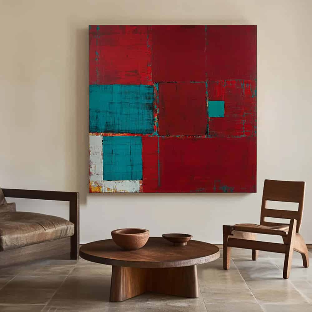 GEOMETRIC ART "WINDOWS IN CRIMSON"