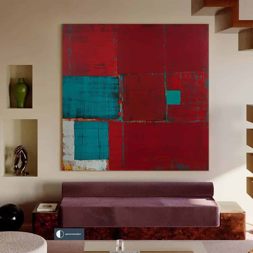 GEOMETRIC ART "WINDOWS IN CRIMSON"