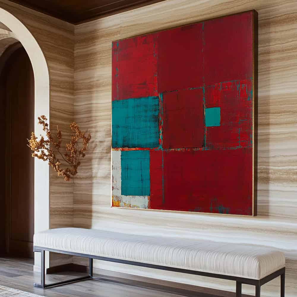 GEOMETRIC ART "WINDOWS IN CRIMSON"