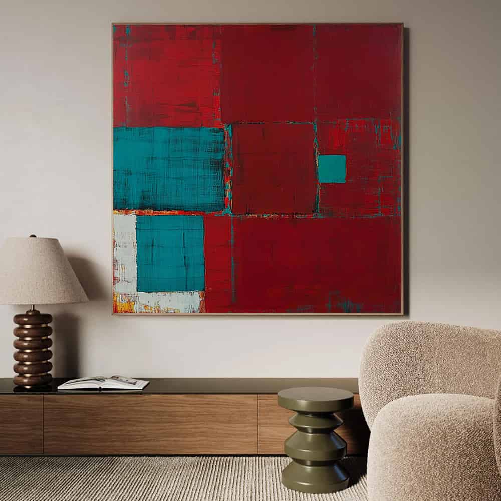 GEOMETRIC ART "WINDOWS IN CRIMSON"