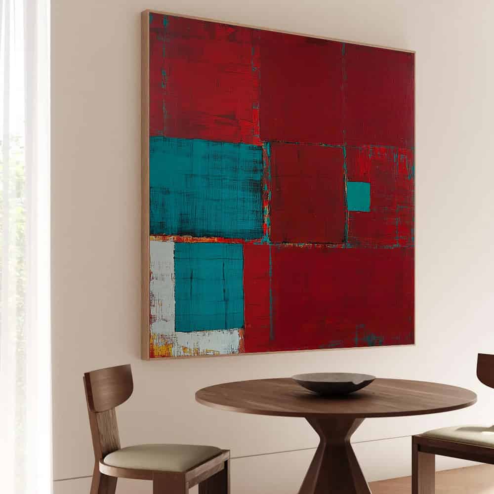 GEOMETRIC ART "WINDOWS IN CRIMSON"