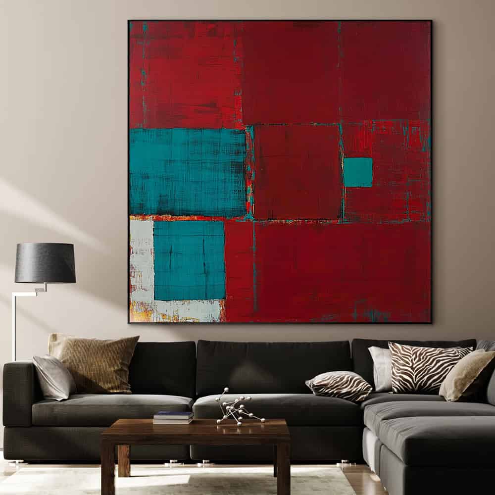 GEOMETRIC ART "WINDOWS IN CRIMSON"