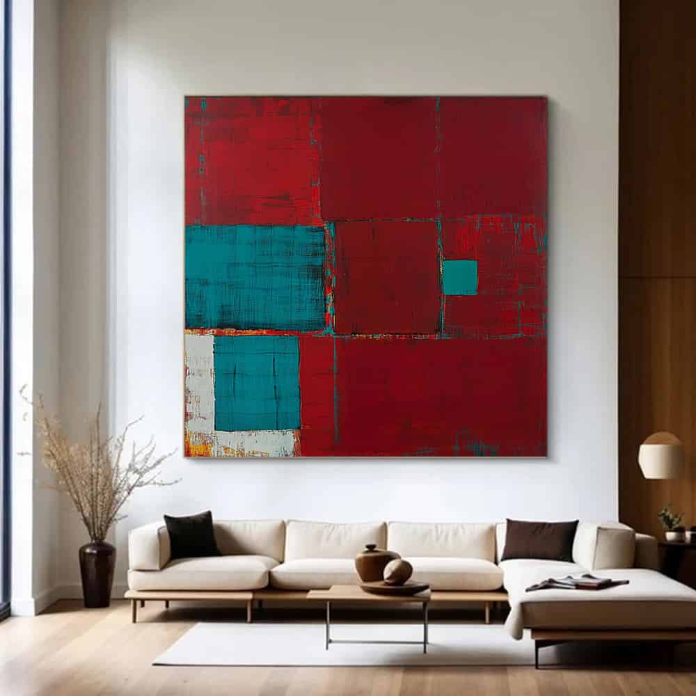 GEOMETRIC ART "WINDOWS IN CRIMSON"