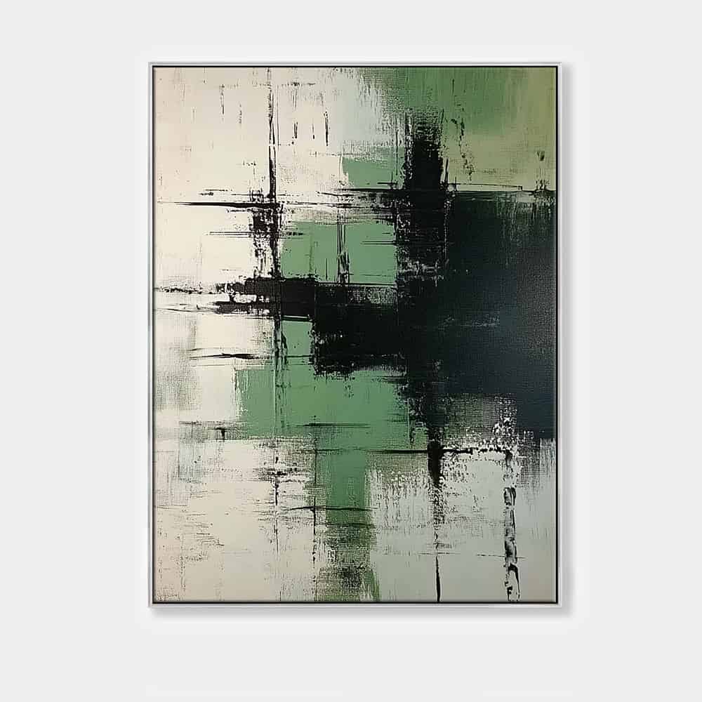 GREEN ABSTRACT ART "CROSSCURRENTS"