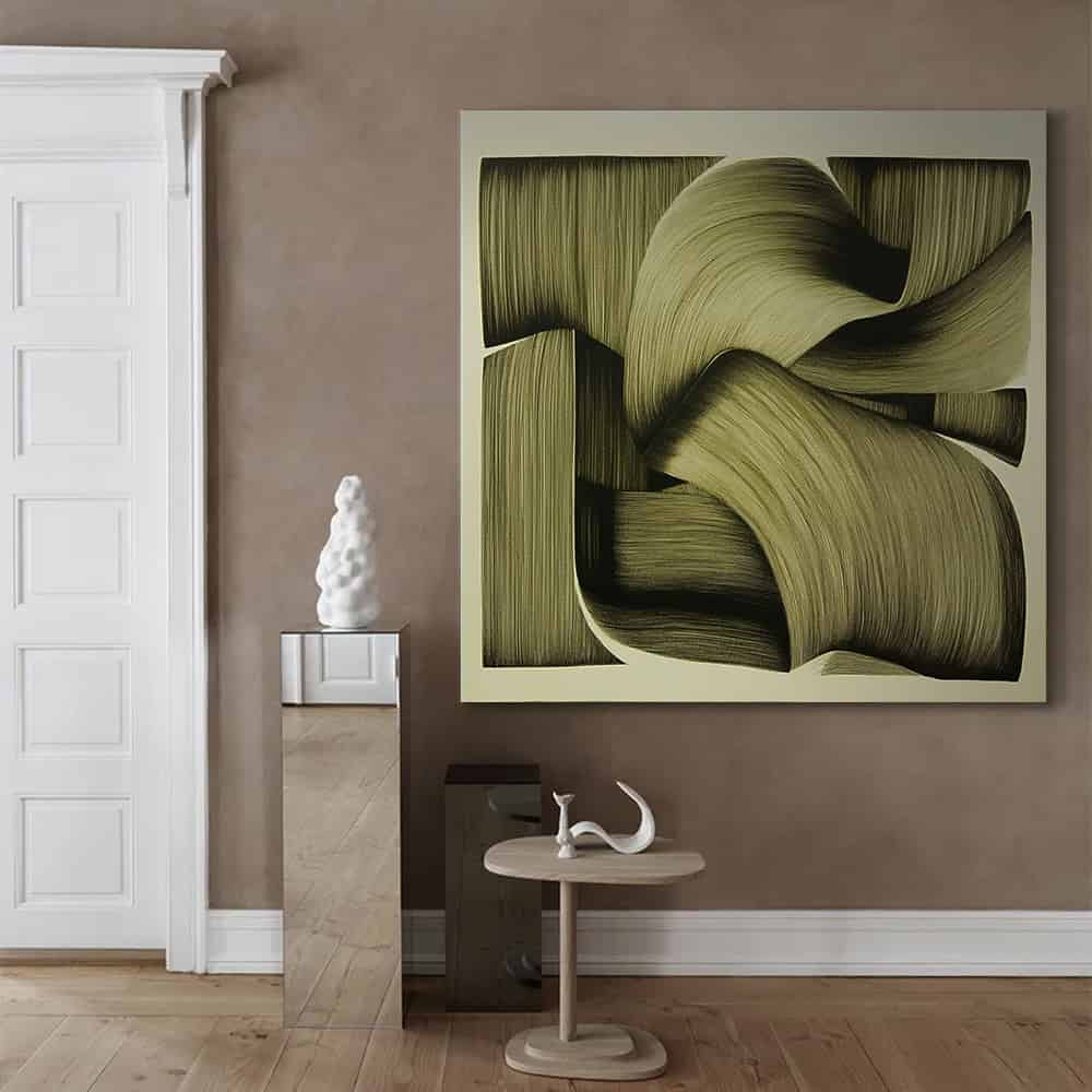 GREEN ABSTRACT ART "FOLDED CURRENTS"