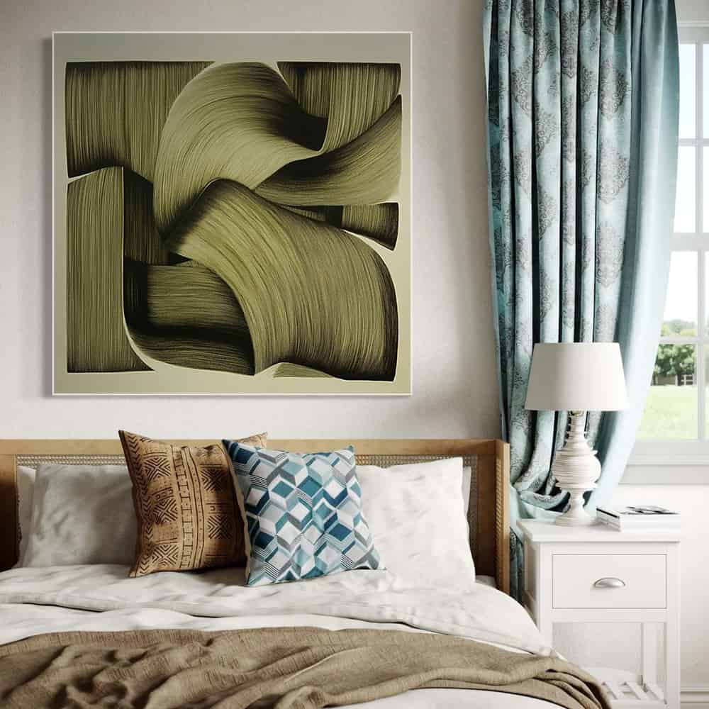 GREEN ABSTRACT ART "FOLDED CURRENTS"