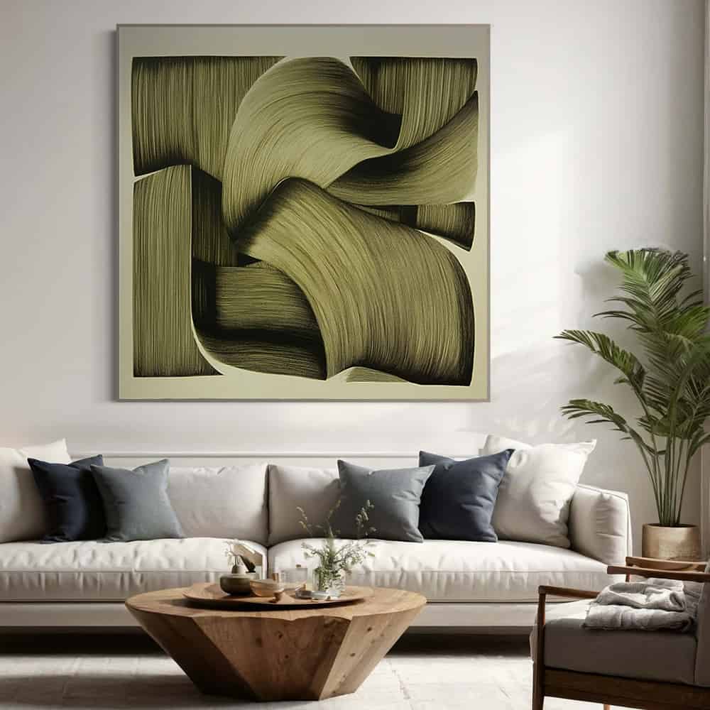 GREEN ABSTRACT ART "FOLDED CURRENTS"