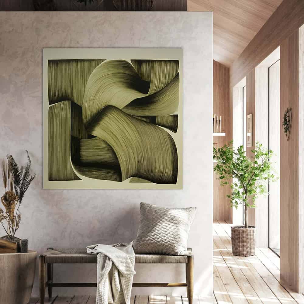 GREEN ABSTRACT ART "FOLDED CURRENTS"