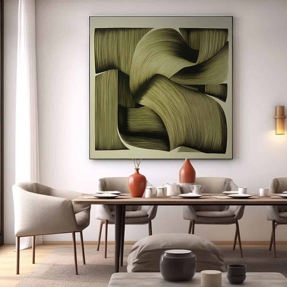 GREEN ABSTRACT ART "FOLDED CURRENTS"