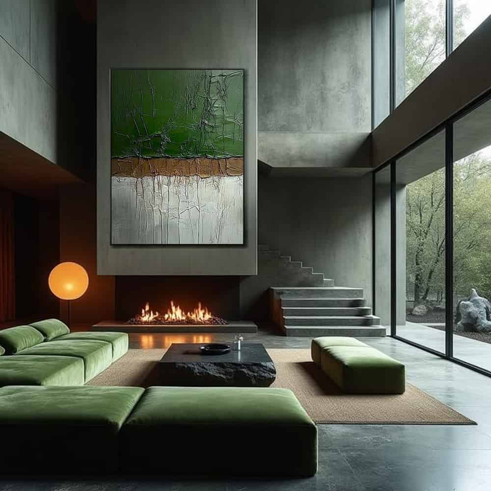 GREEN ABSTRACT ART "FRACTURED GROWTH"