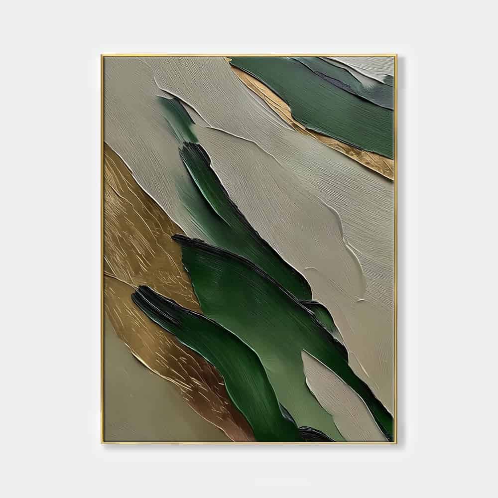 GREEN ABSTRACT ART "GILDED STRATA"