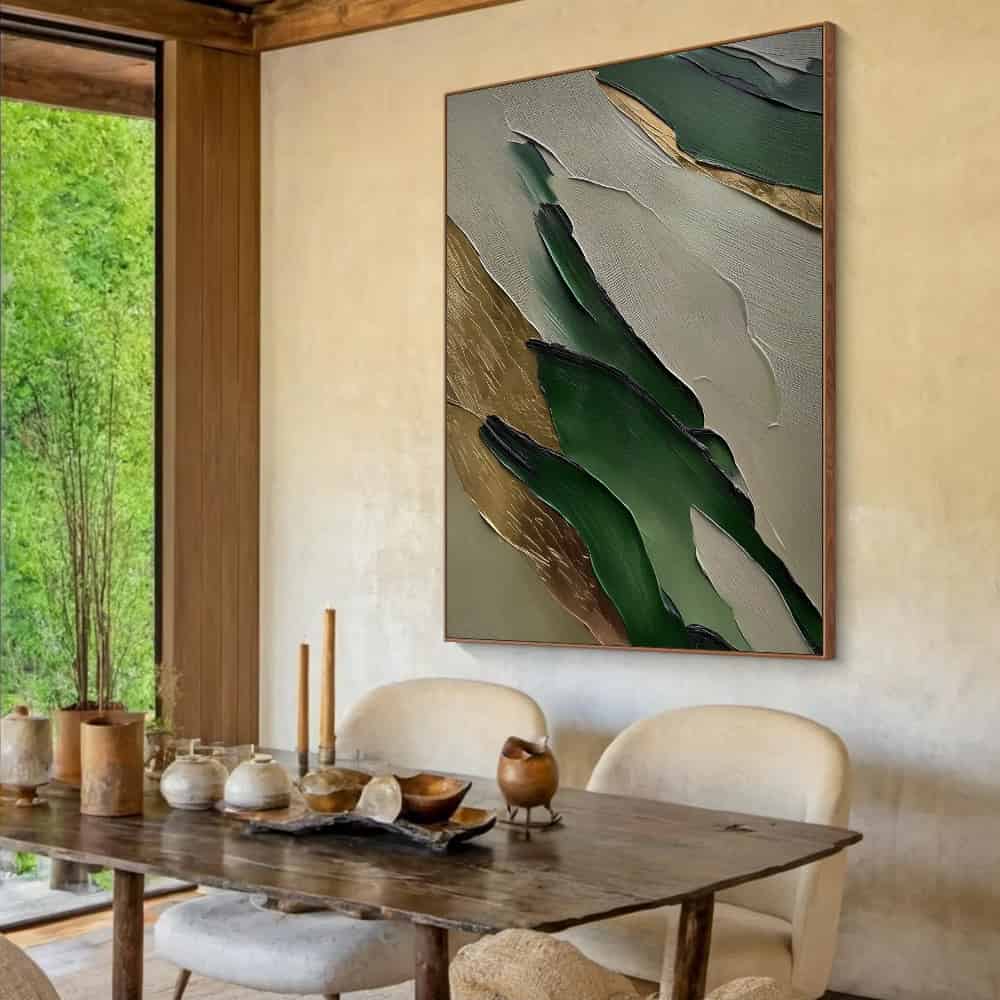 GREEN ABSTRACT ART "GILDED STRATA"