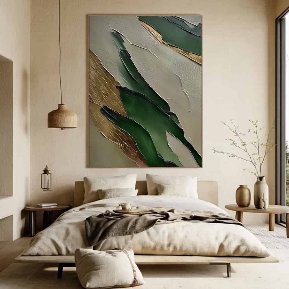 GREEN ABSTRACT ART "GILDED STRATA"