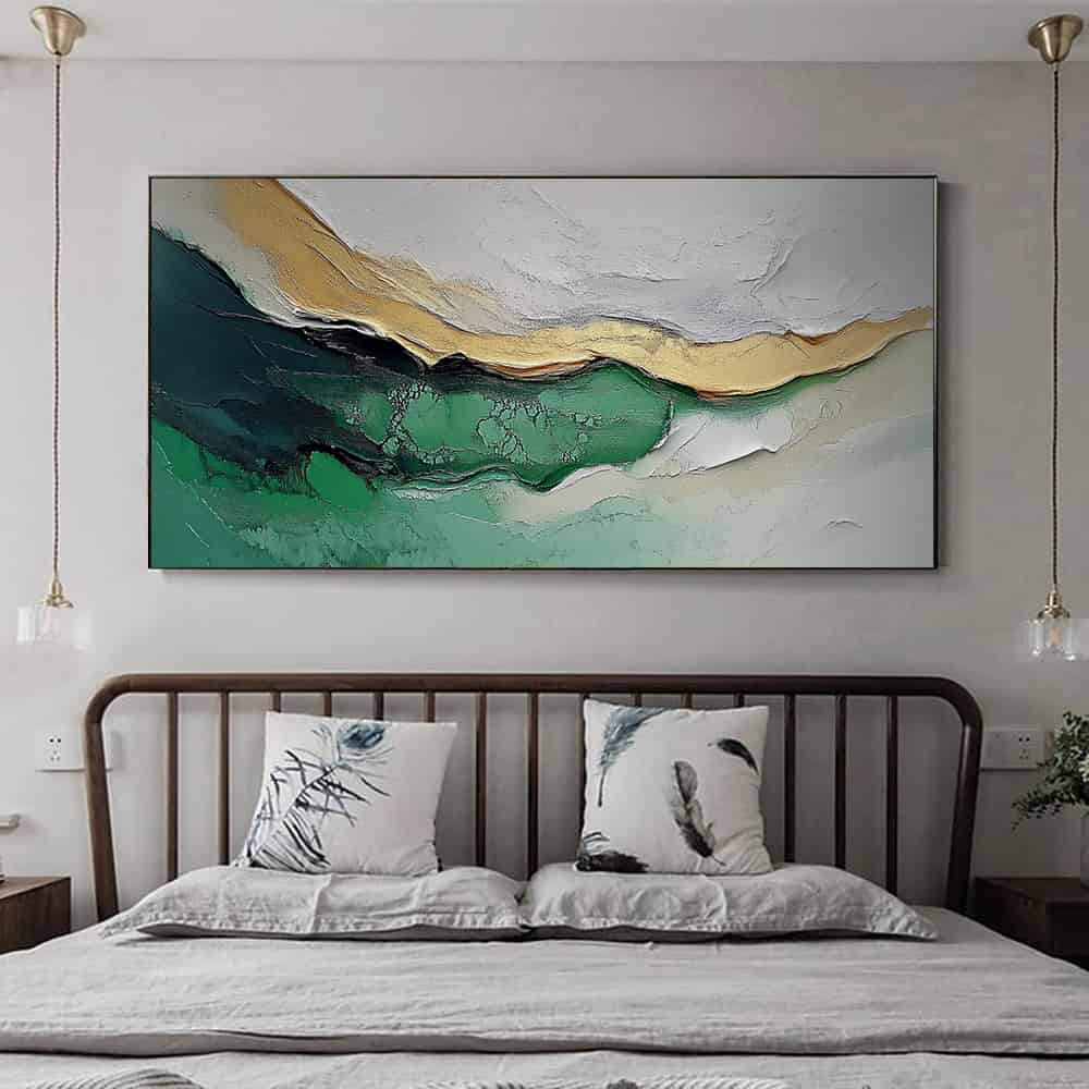 GREEN ABSTRACT ART "GILDED VEIN"