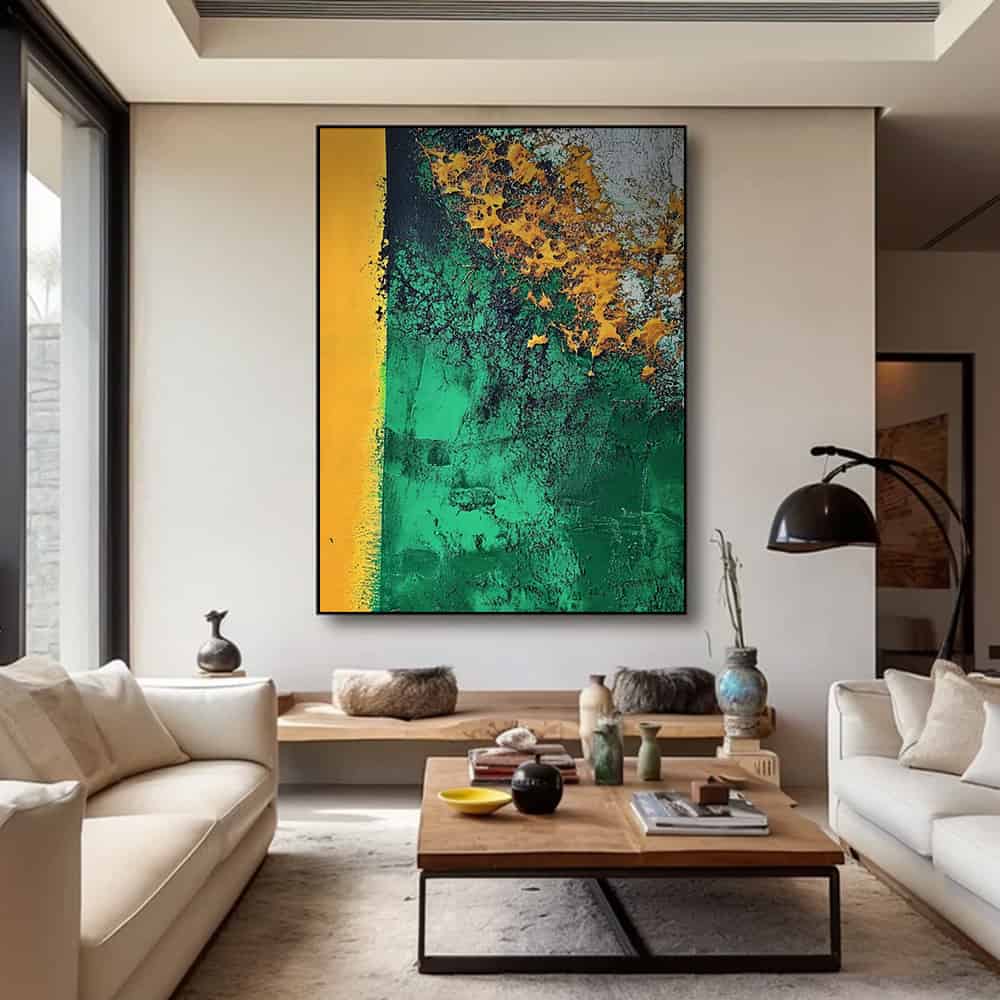 GREEN ABSTRACT ART "GOLDEN CORROSION"