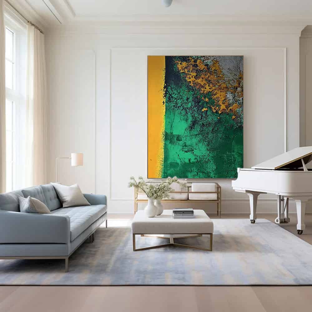 GREEN ABSTRACT ART "GOLDEN CORROSION"