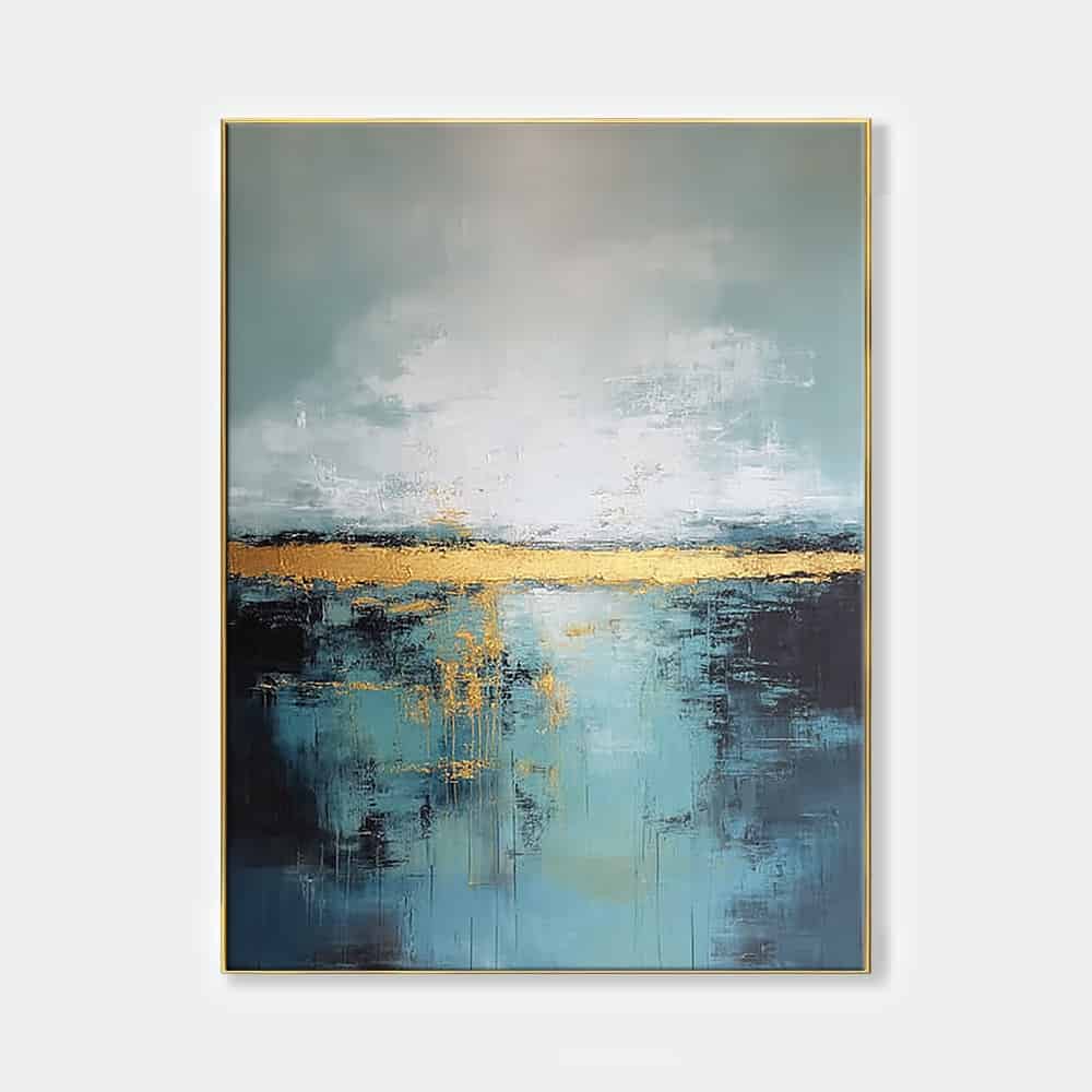GREEN ABSTRACT ART "GOLDEN HORIZON"