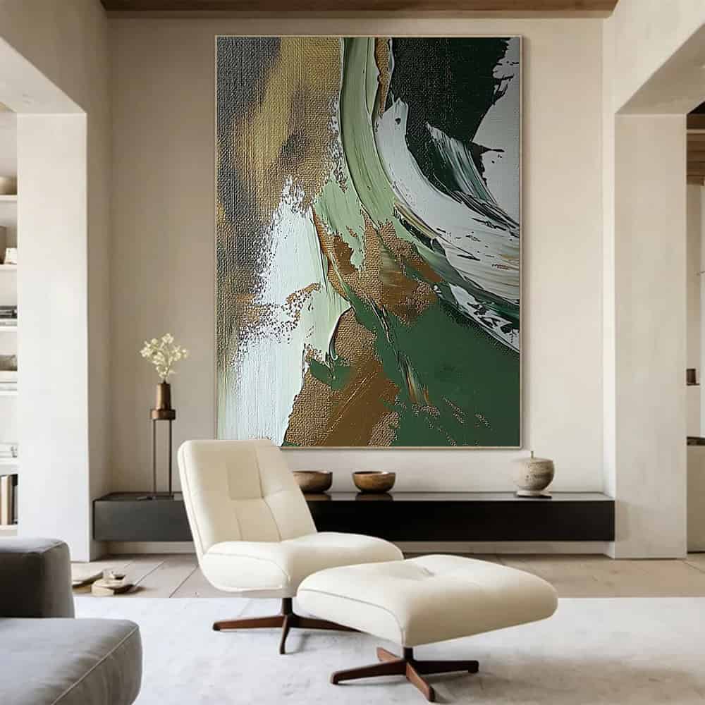 GREEN ABSTRACT ART "JADE CADENCE"