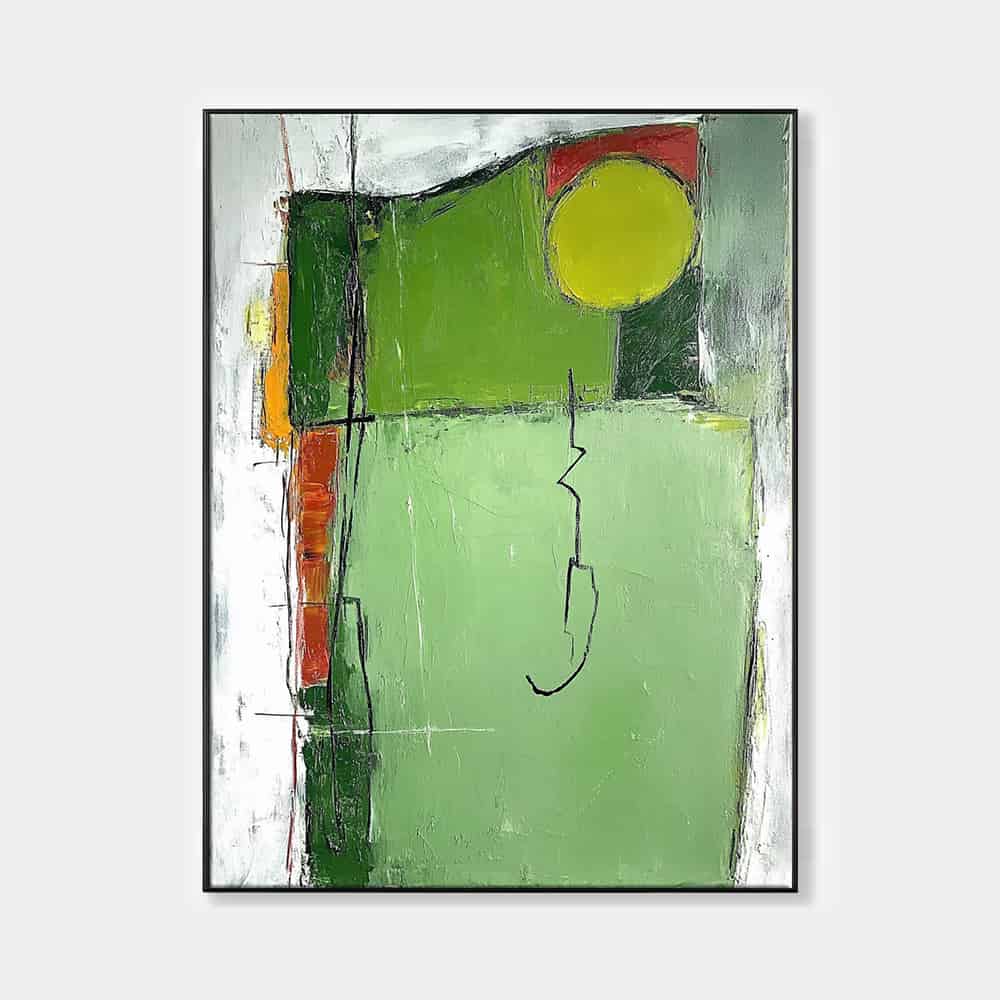 GREEN ABSTRACT ART "ORCHARD SKETCH"