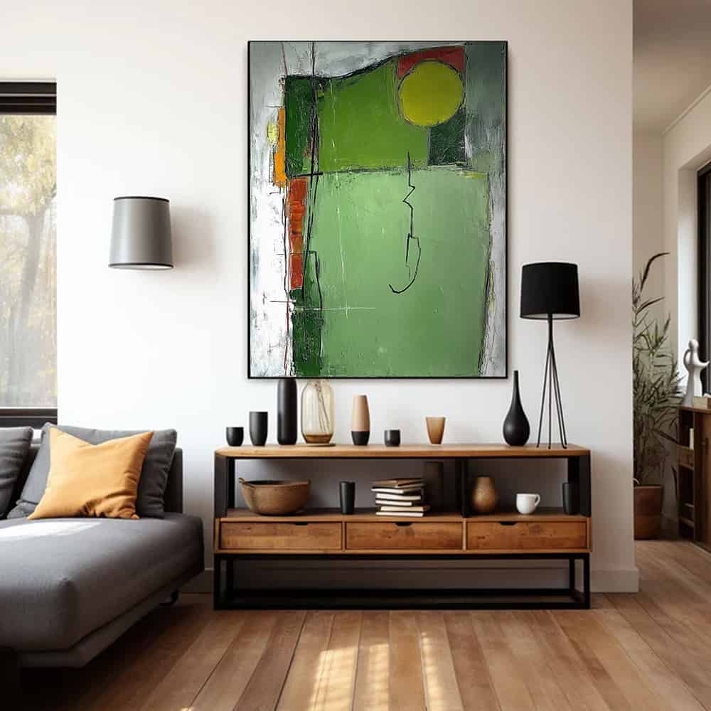 GREEN ABSTRACT ART "ORCHARD SKETCH"