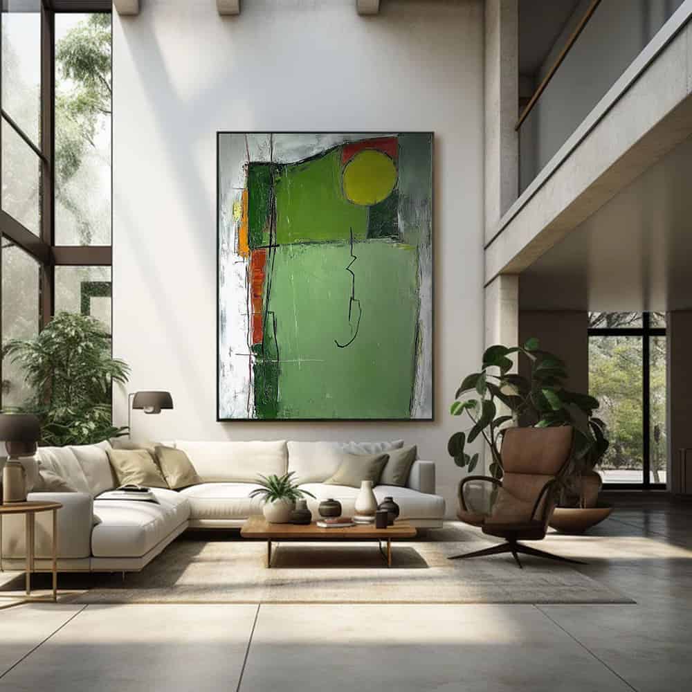 GREEN ABSTRACT ART "ORCHARD SKETCH"