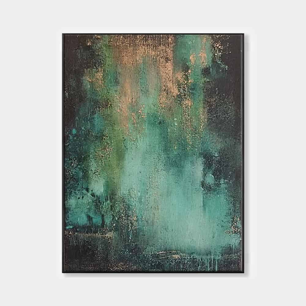 GREEN ABSTRACT ART "PATINA CASCADE"