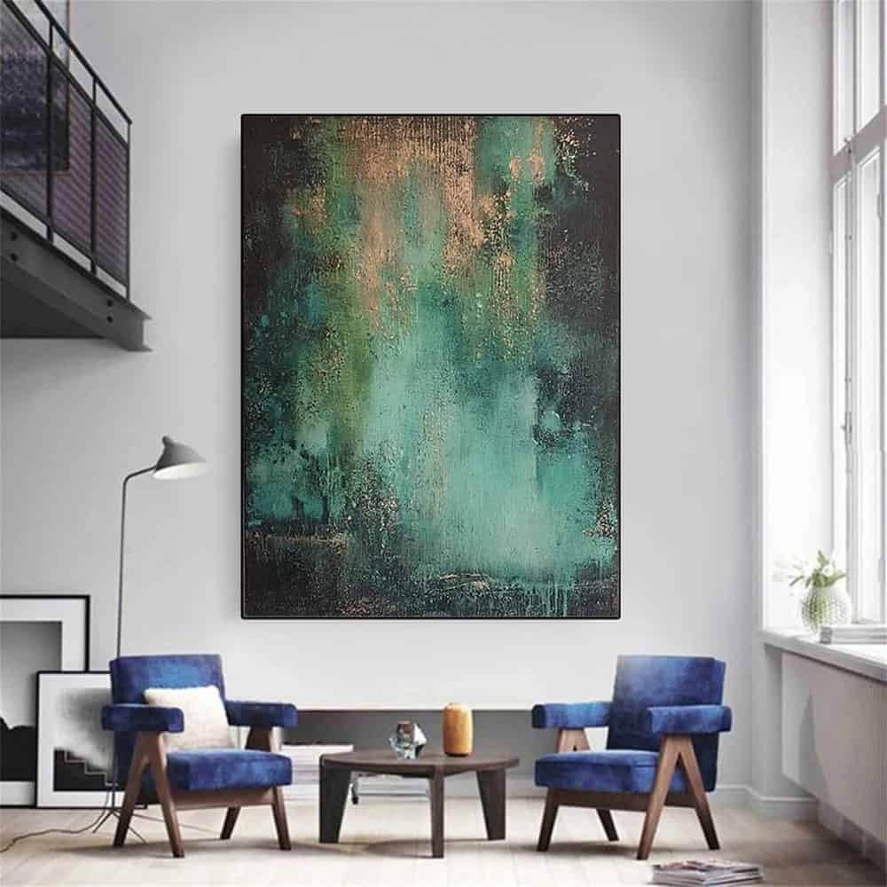 GREEN ABSTRACT ART "PATINA CASCADE"