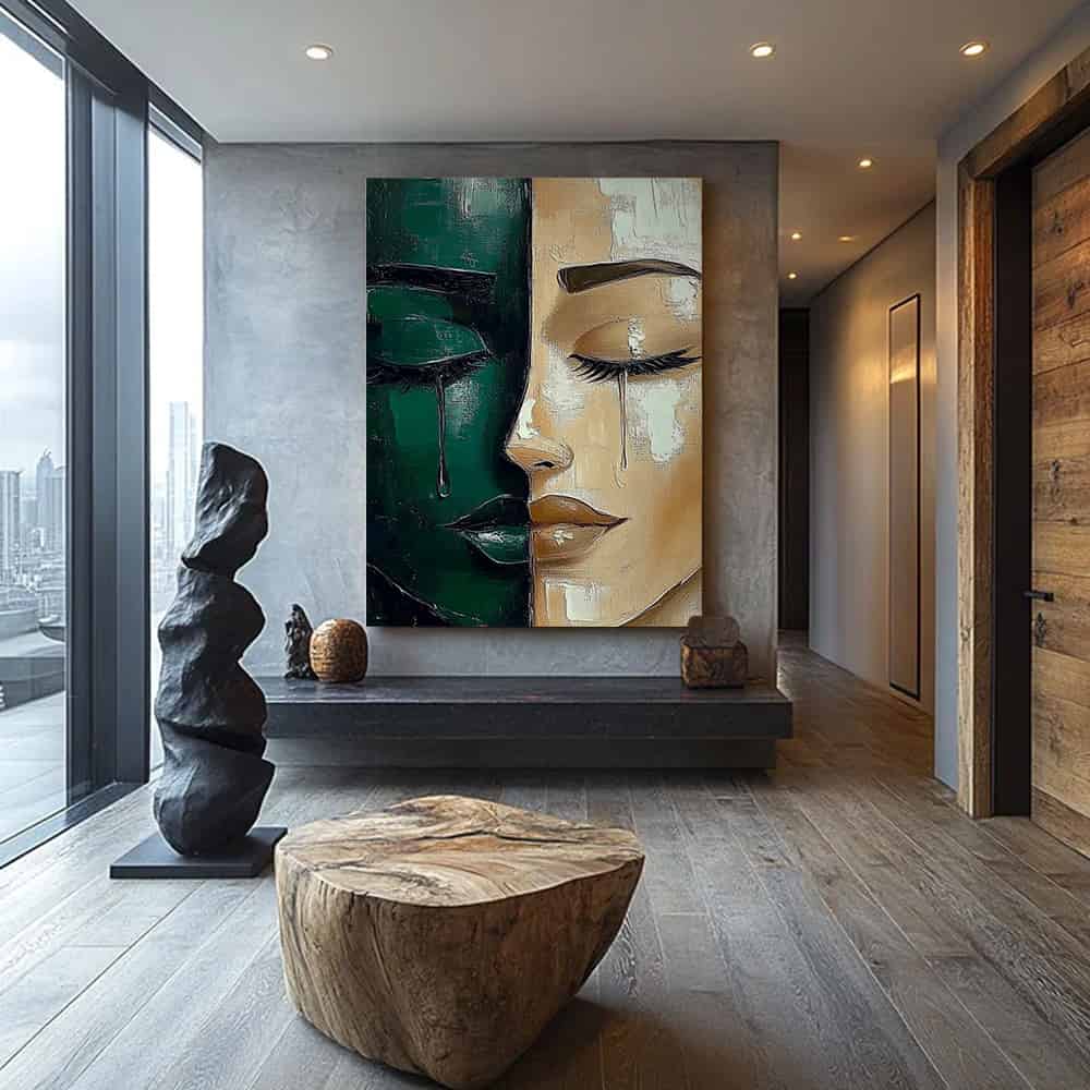 GREEN ABSTRACT ART "SHATTERED SERENITY"