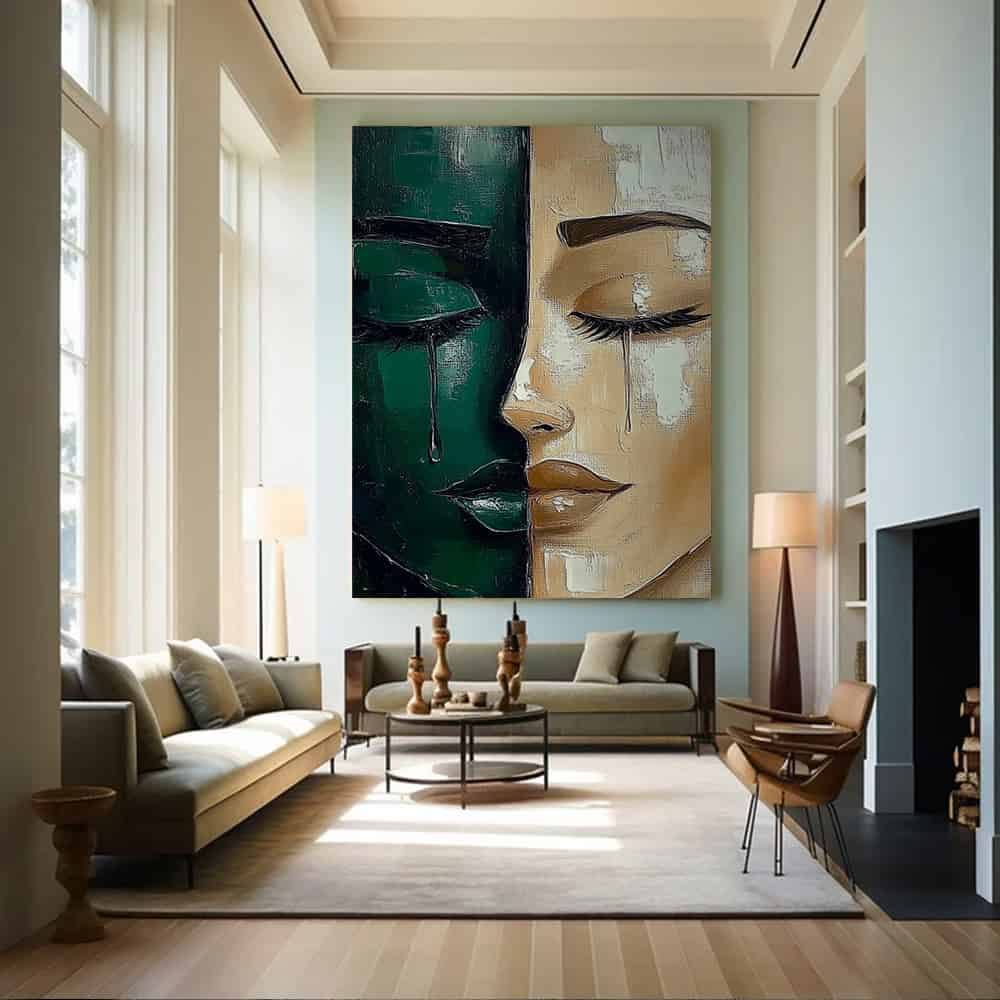 GREEN ABSTRACT ART "SHATTERED SERENITY"