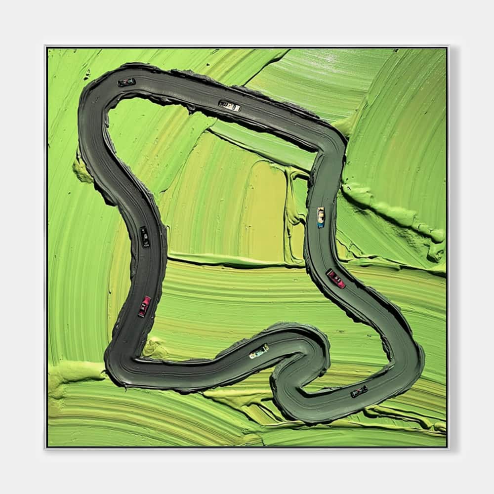 GREEN ABSTRACT ART "THE GREEN GRAND PRIX"