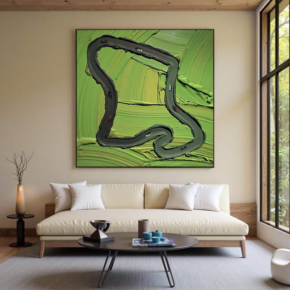 GREEN ABSTRACT ART "THE GREEN GRAND PRIX"