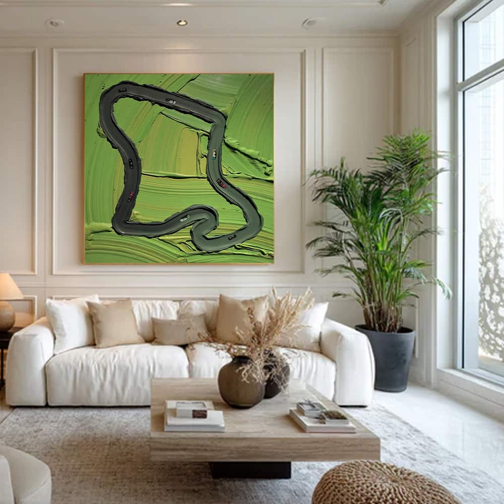GREEN ABSTRACT ART "THE GREEN GRAND PRIX"