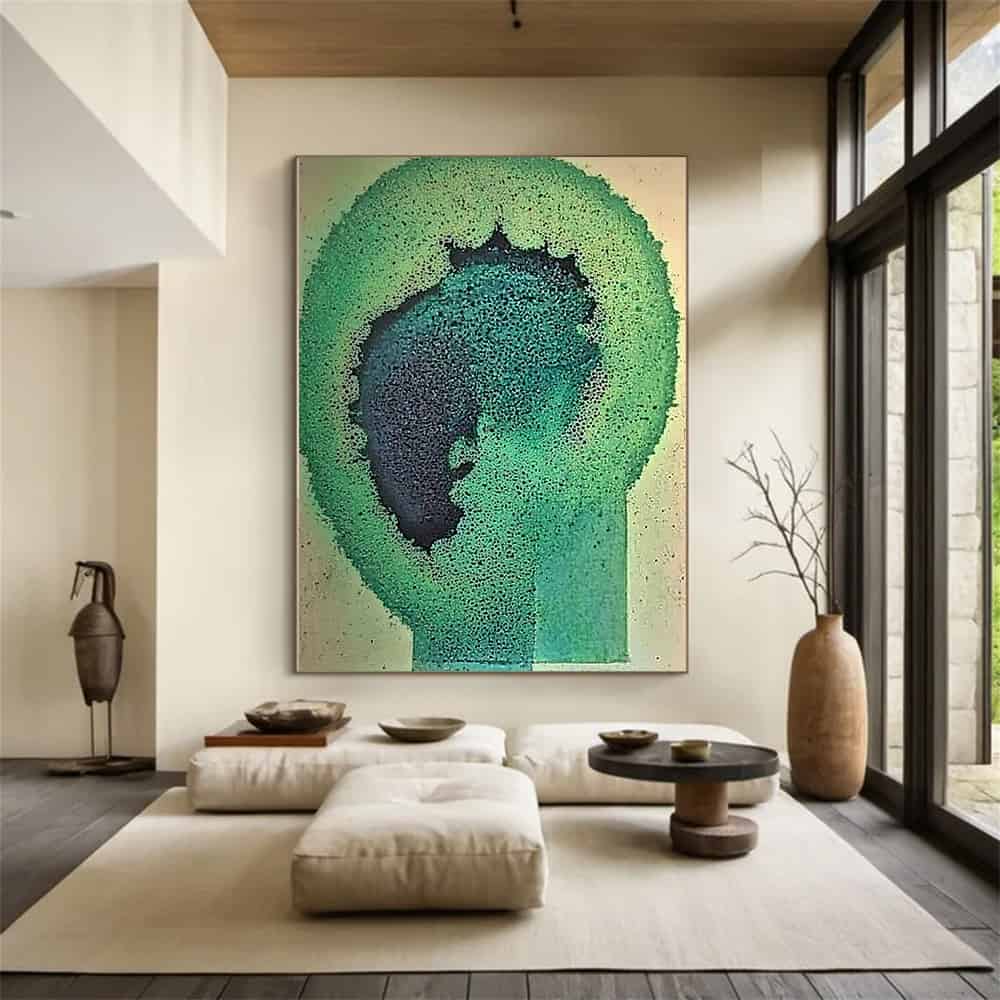 GREEN ABSTRACT ART "VERDANT BLOOM"