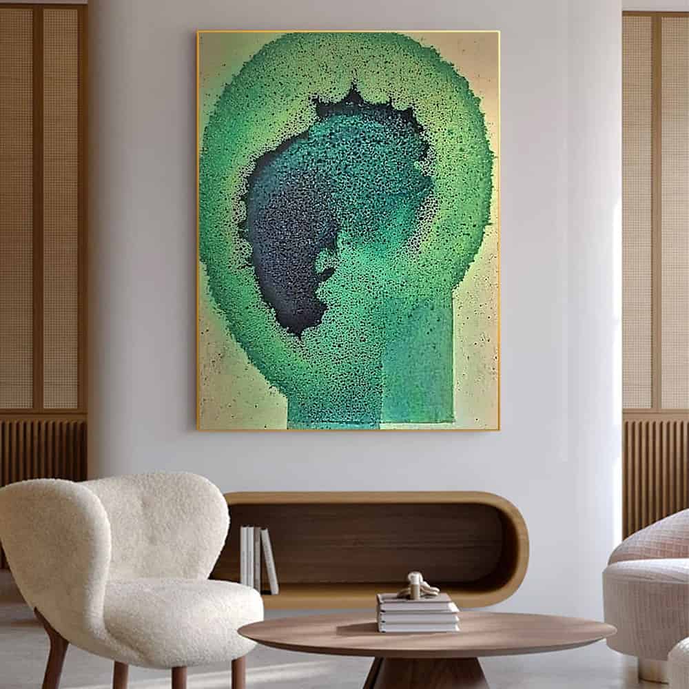 GREEN ABSTRACT ART "VERDANT BLOOM"