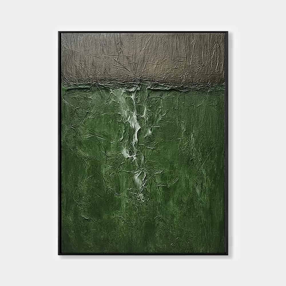 GREEN ABSTRACT ART "VERDANT FISSURE"