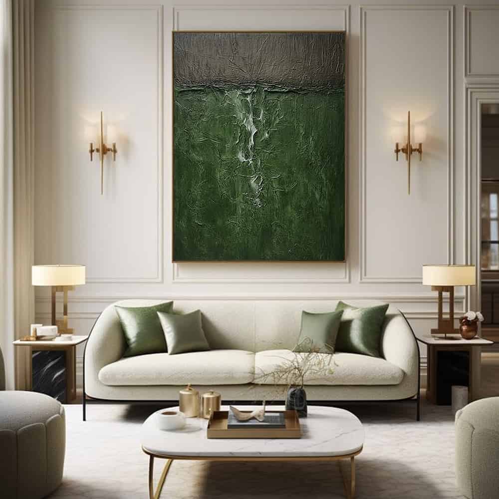 GREEN ABSTRACT ART "VERDANT FISSURE"