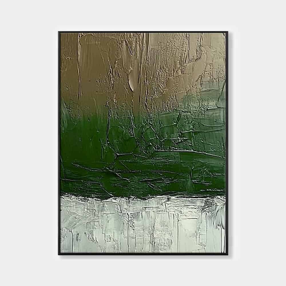 GREEN ABSTRACT ART "VERDANT PRECIPICE"