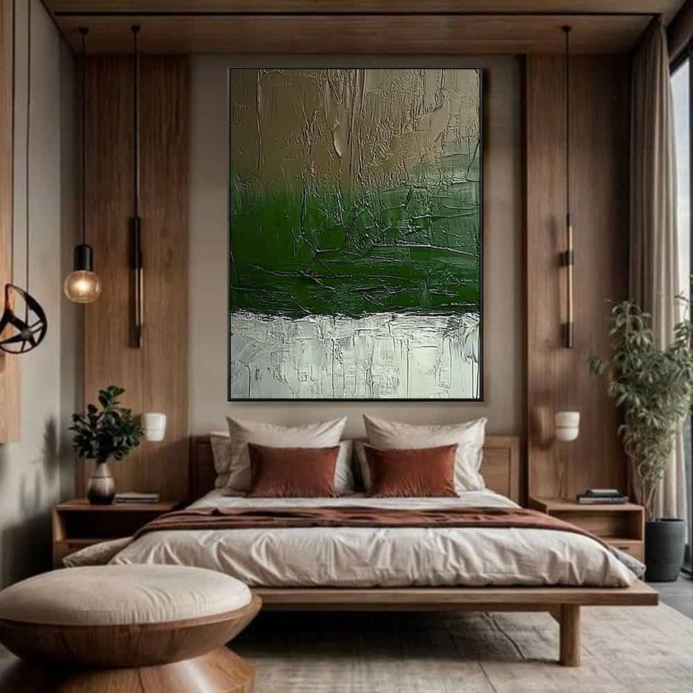GREEN ABSTRACT ART "VERDANT PRECIPICE"