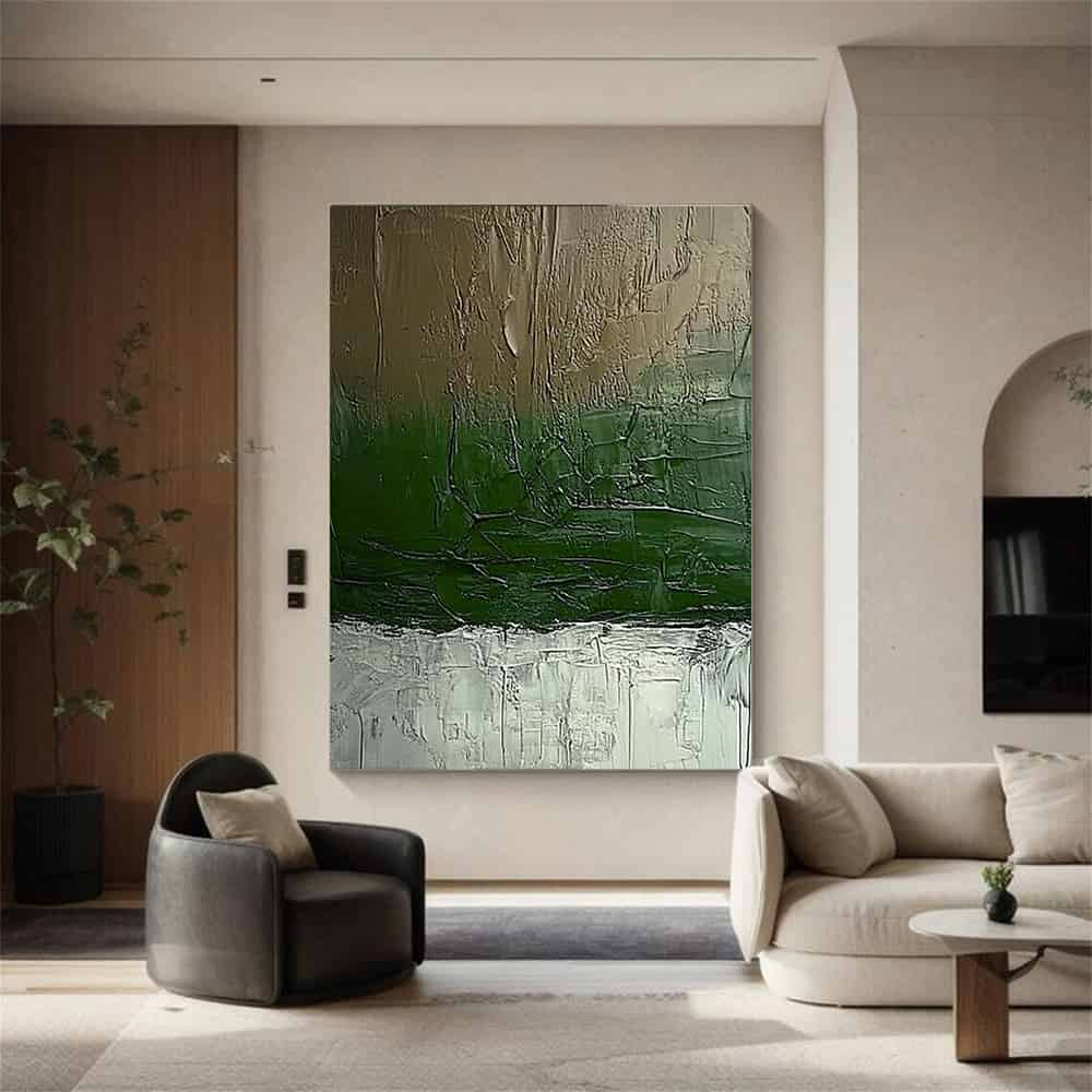 GREEN ABSTRACT ART "VERDANT PRECIPICE"