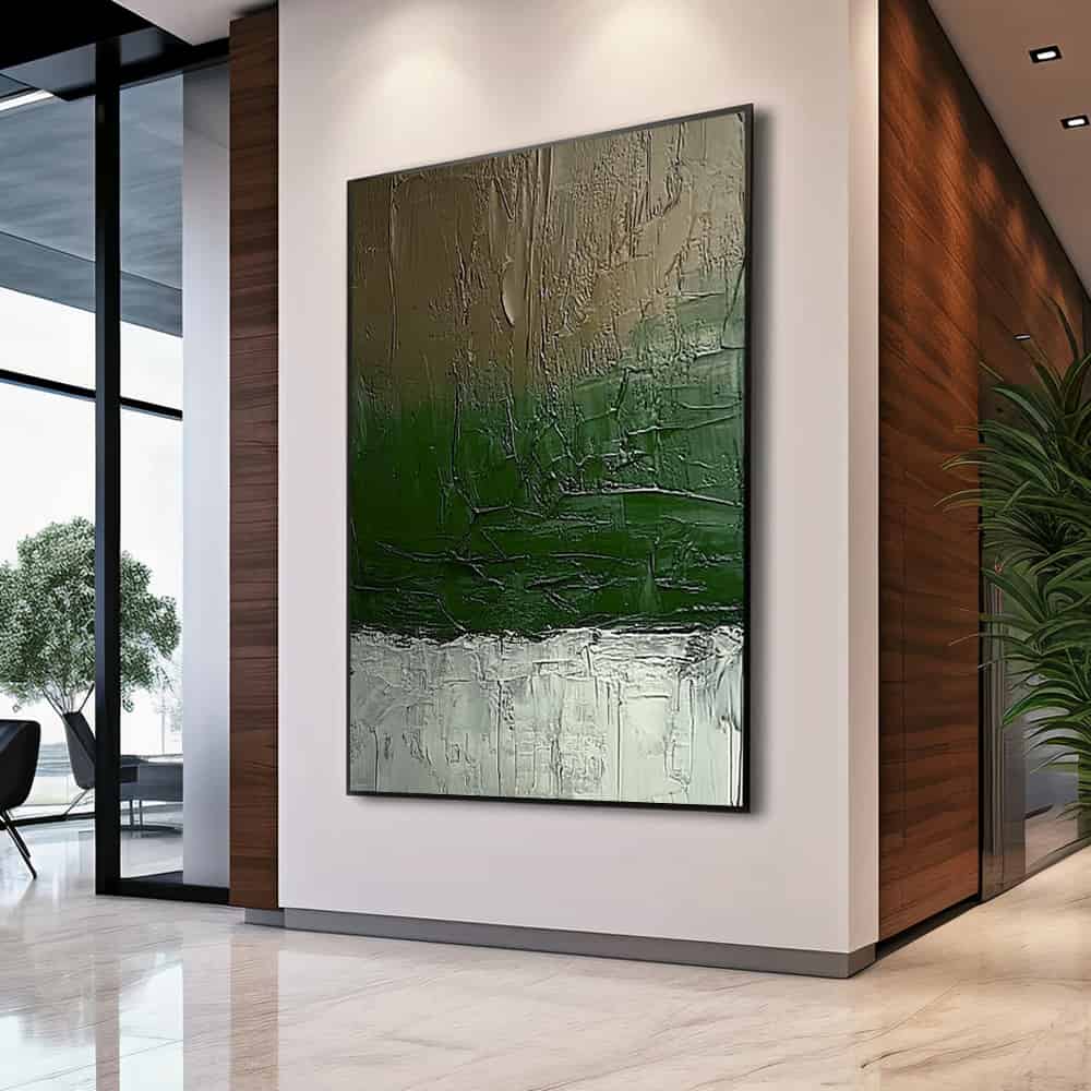 GREEN ABSTRACT ART "VERDANT PRECIPICE"