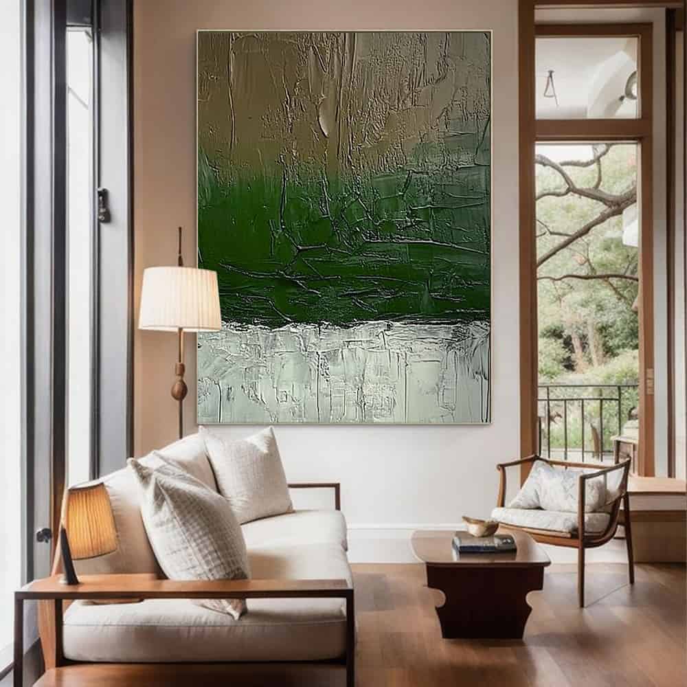 GREEN ABSTRACT ART "VERDANT PRECIPICE"