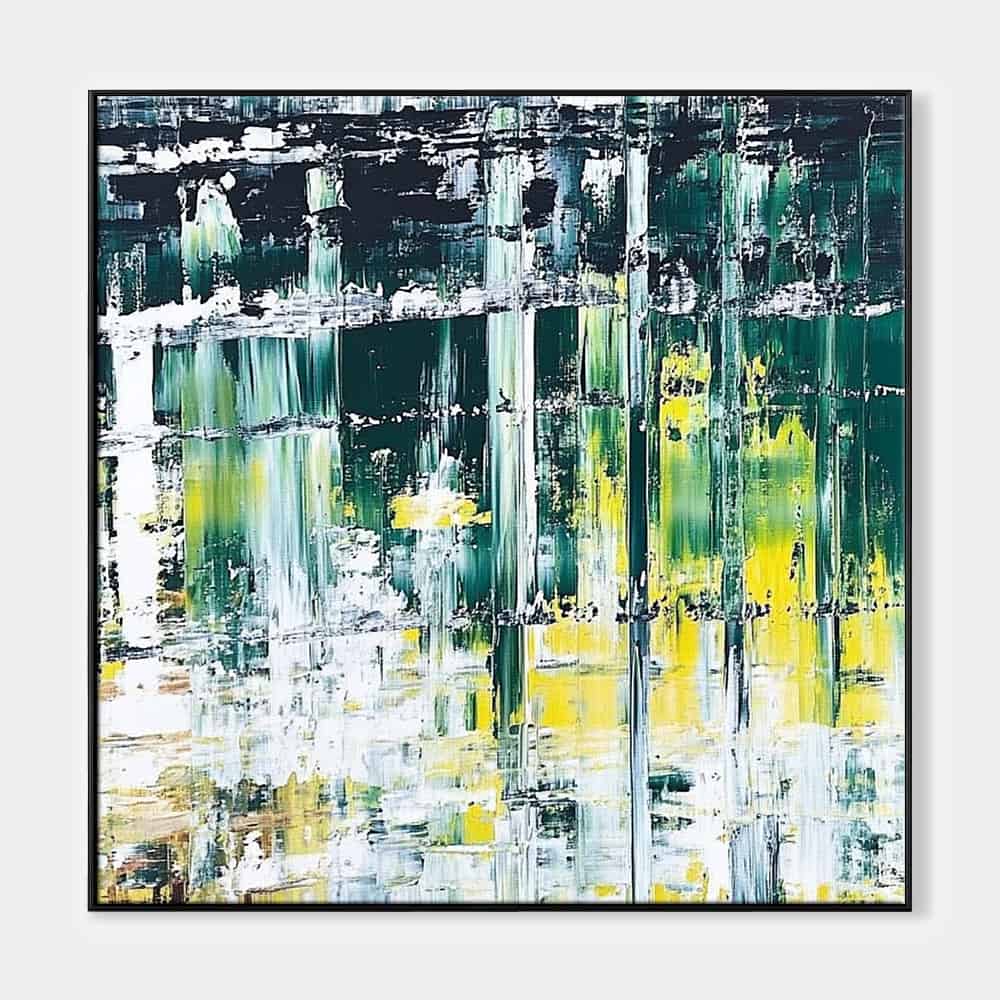 GREEN ABSTRACT ART "VERDANT REFLECTION"