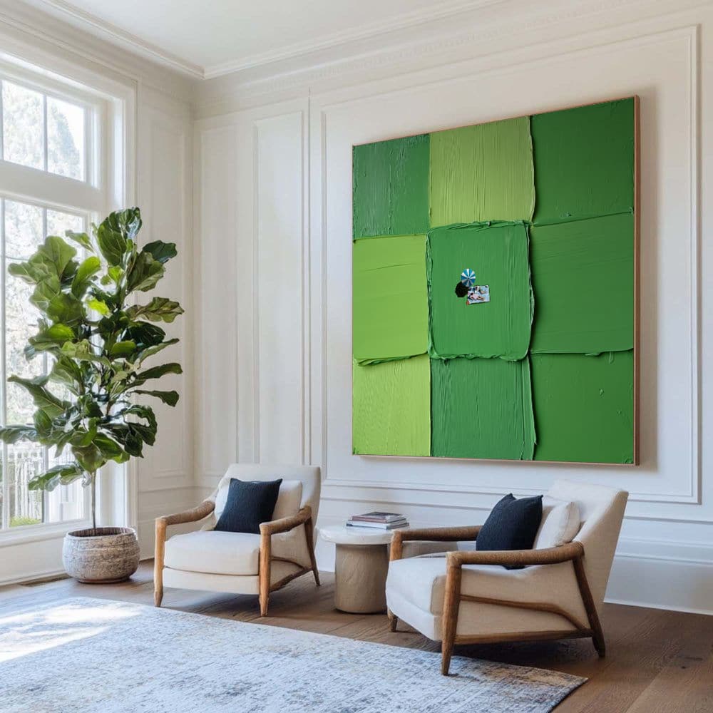 GREEN ABSTRACT ART "VERDANT SANCTUARY"