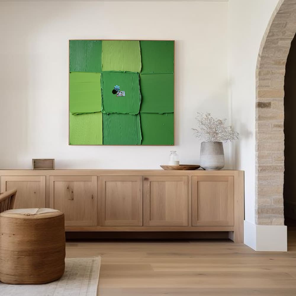 GREEN ABSTRACT ART "VERDANT SANCTUARY"