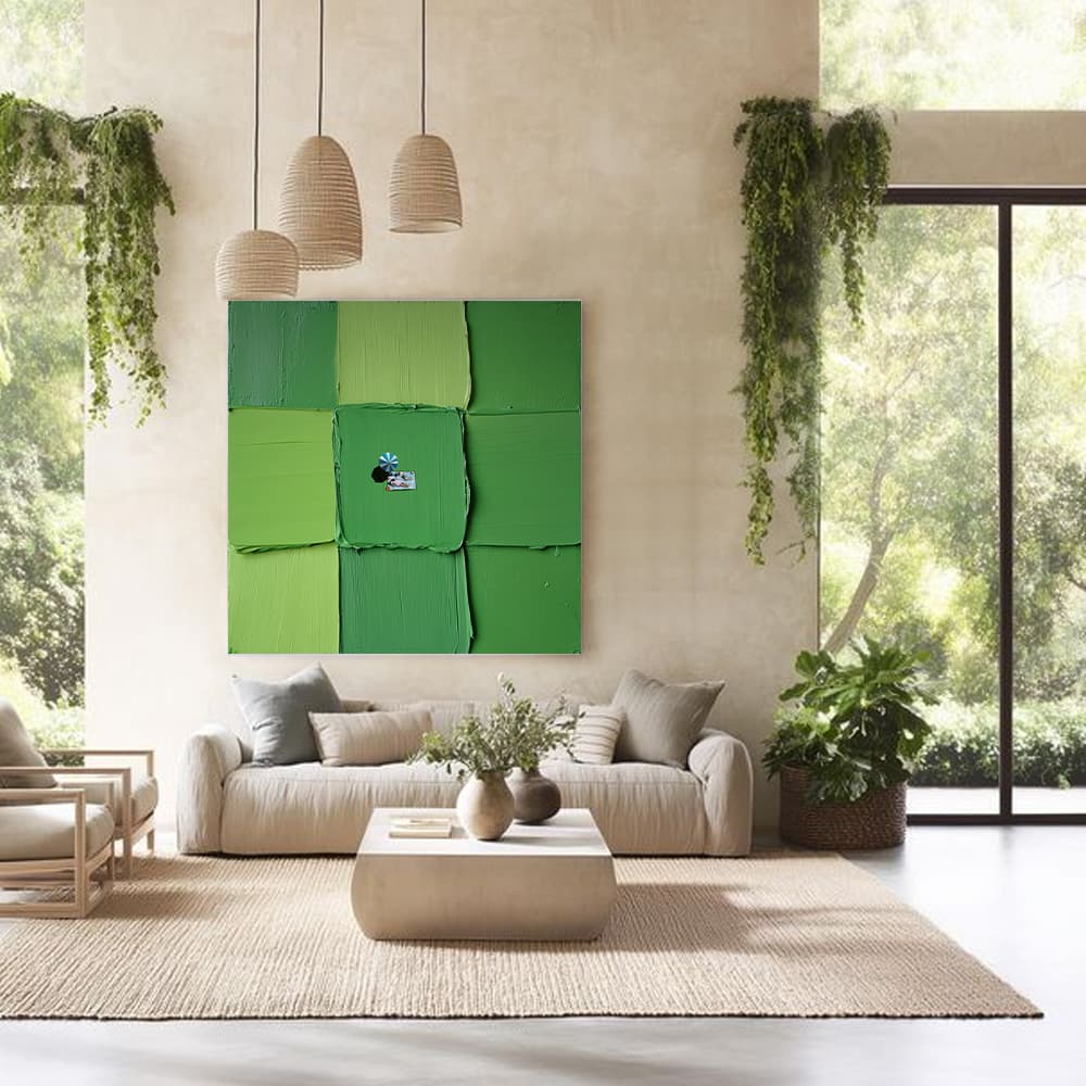 GREEN ABSTRACT ART "VERDANT SANCTUARY"