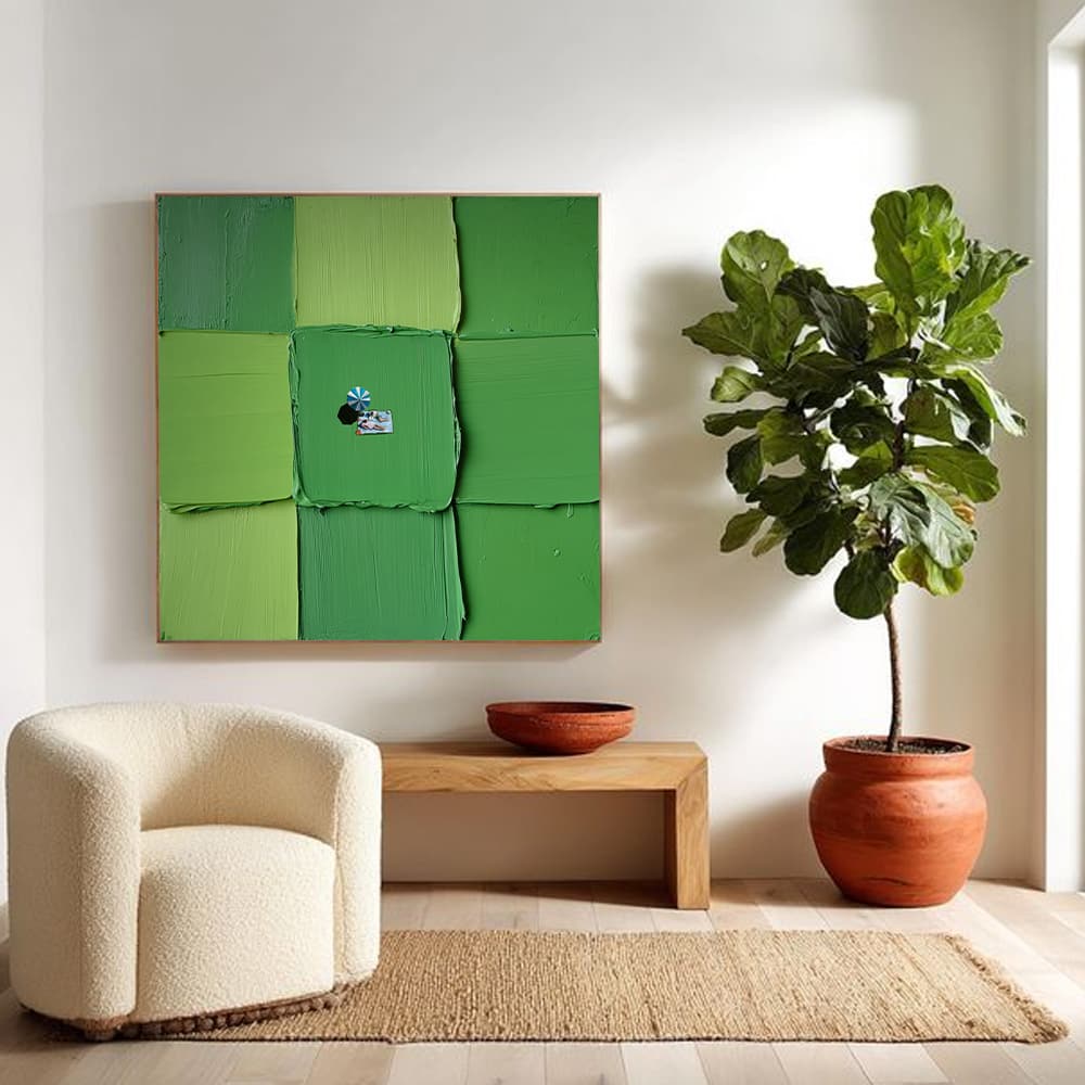 GREEN ABSTRACT ART "VERDANT SANCTUARY"