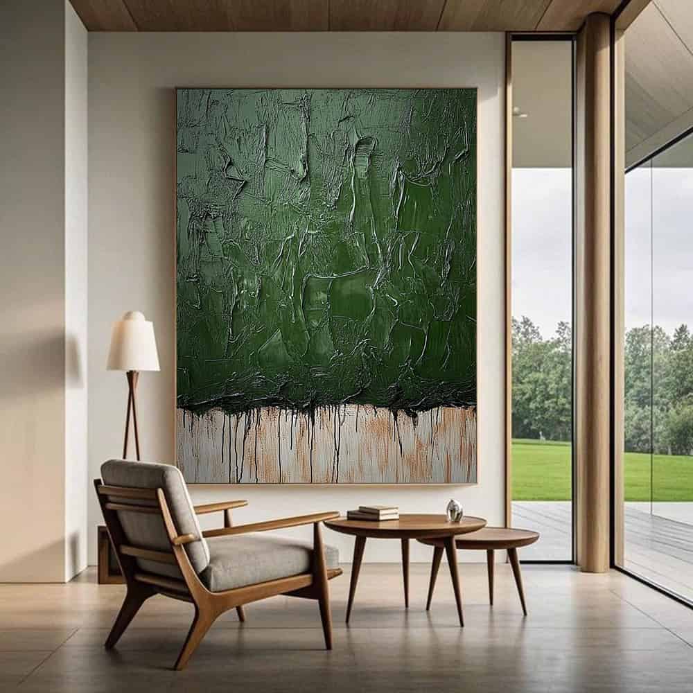 GREEN ABSTRACT ART "VERDANT WEEP"