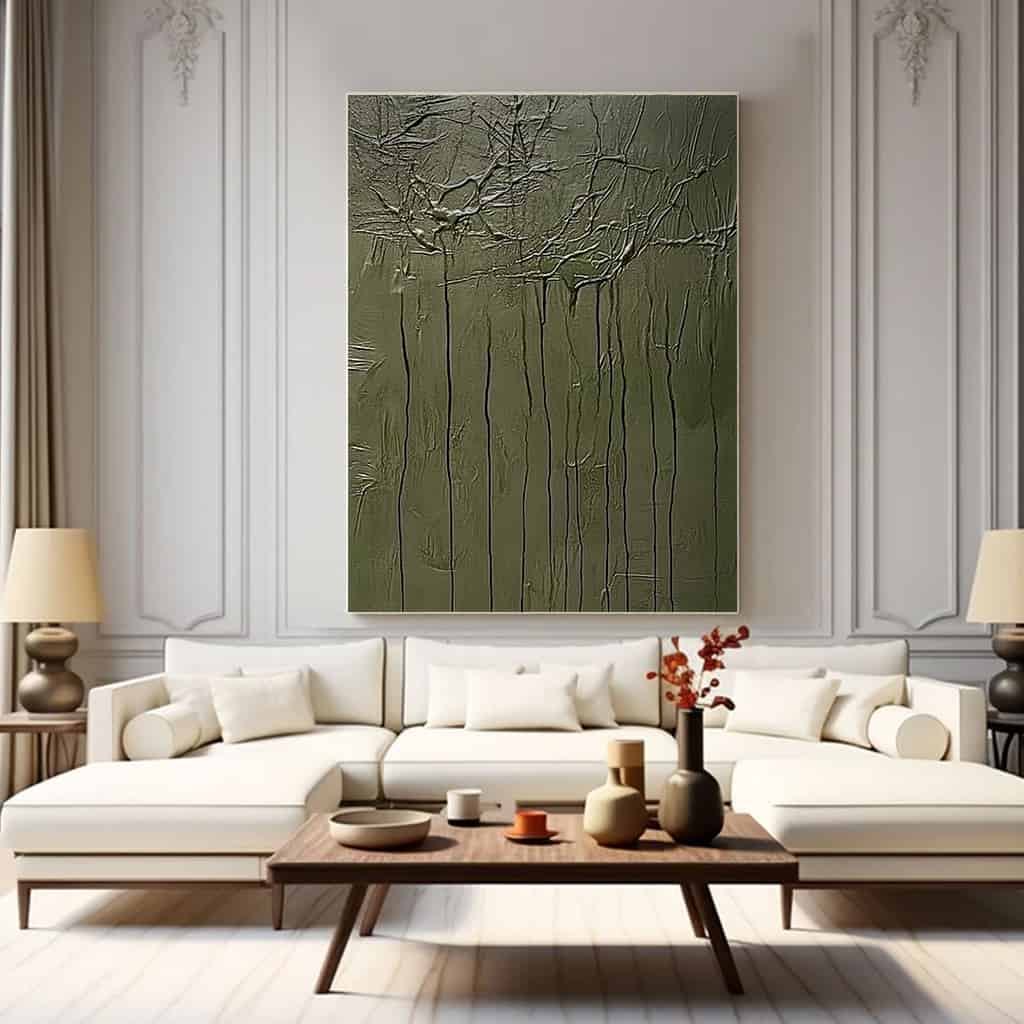GREEN ABSTRACT ART "WEEPING WOODS"